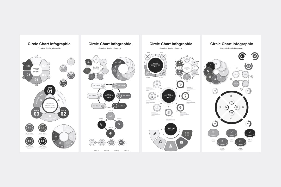 圆形涂鸦信息图表资产插画 Circle Doodle Infographic Asset Illustrator