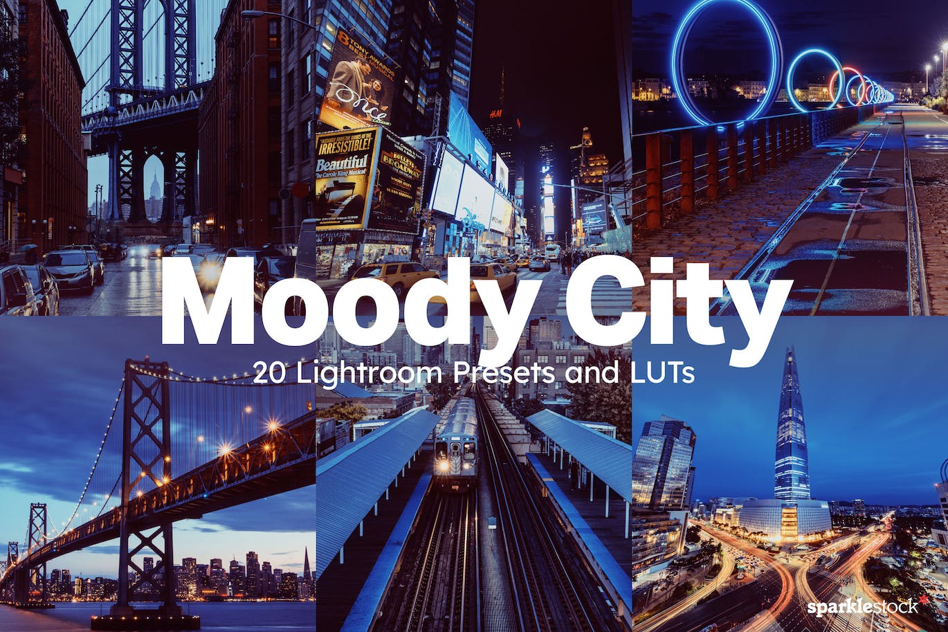 20 个繁华大都市照片后期调色处理 Lightroom 预设和 LUT 20 Moody City Lightroom Presets and LUTs