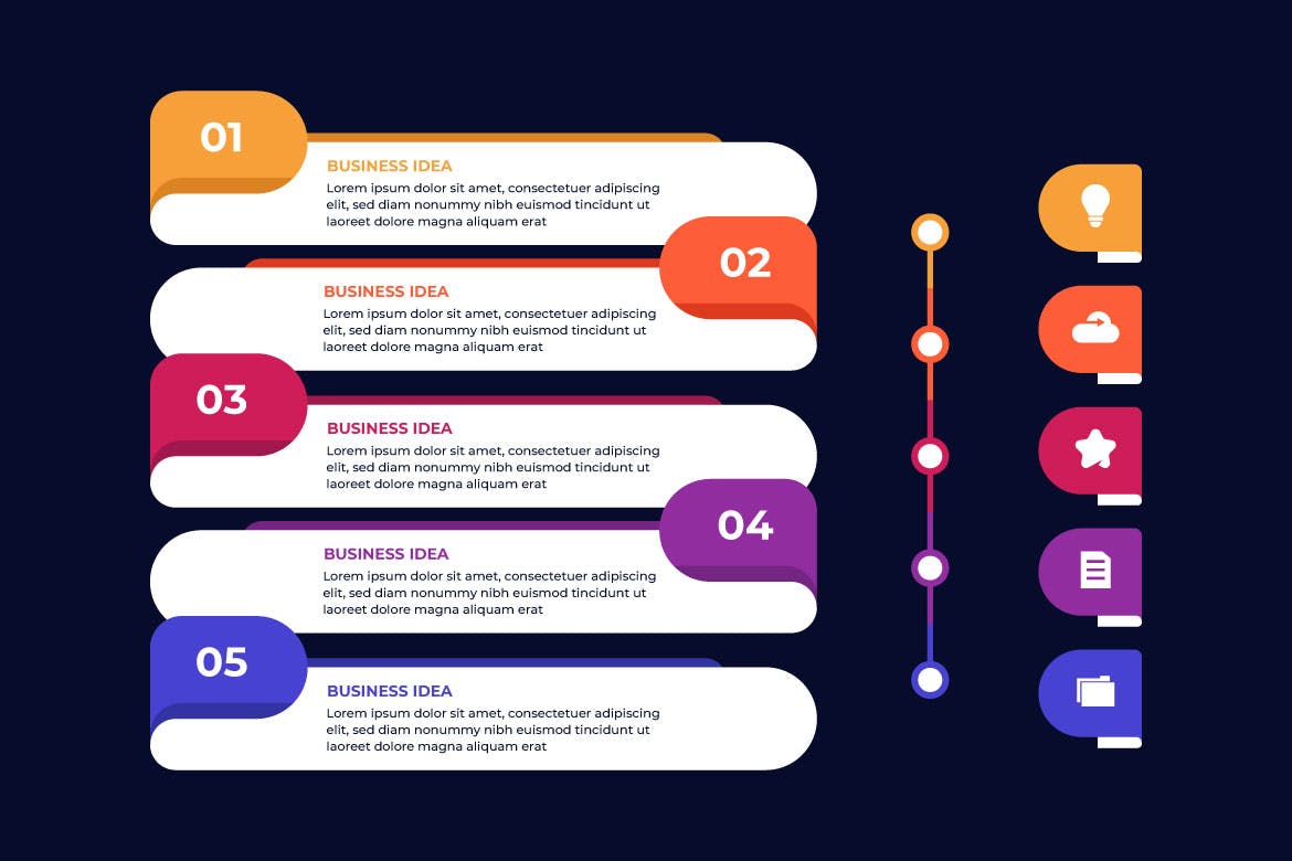 扁平风格业务信息图表模板 Flat Business Infographic Template