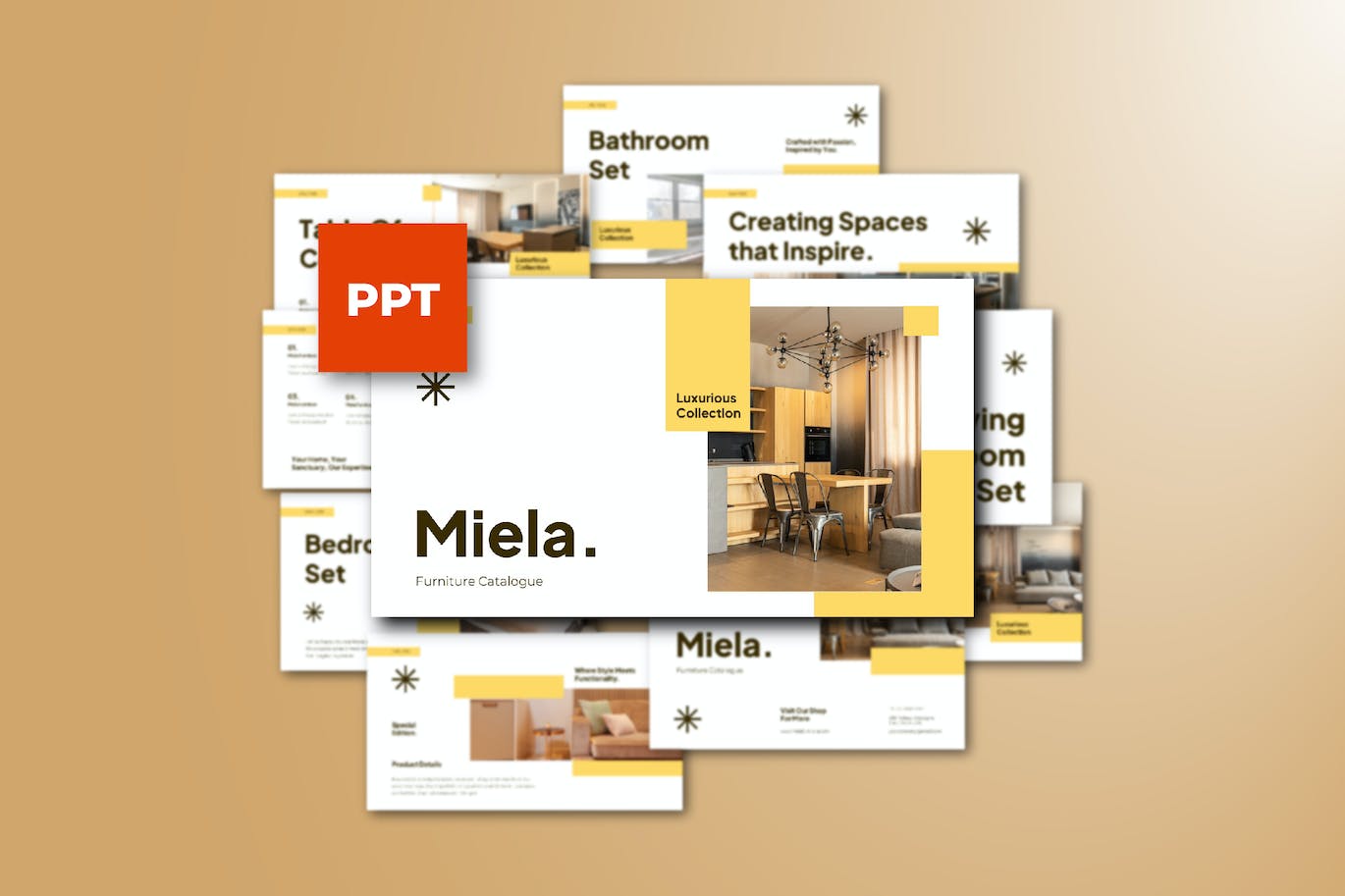 Miela 家具目录 PowerPoint 模板 003 Miela Furniture Catalogue PowerPoint 003