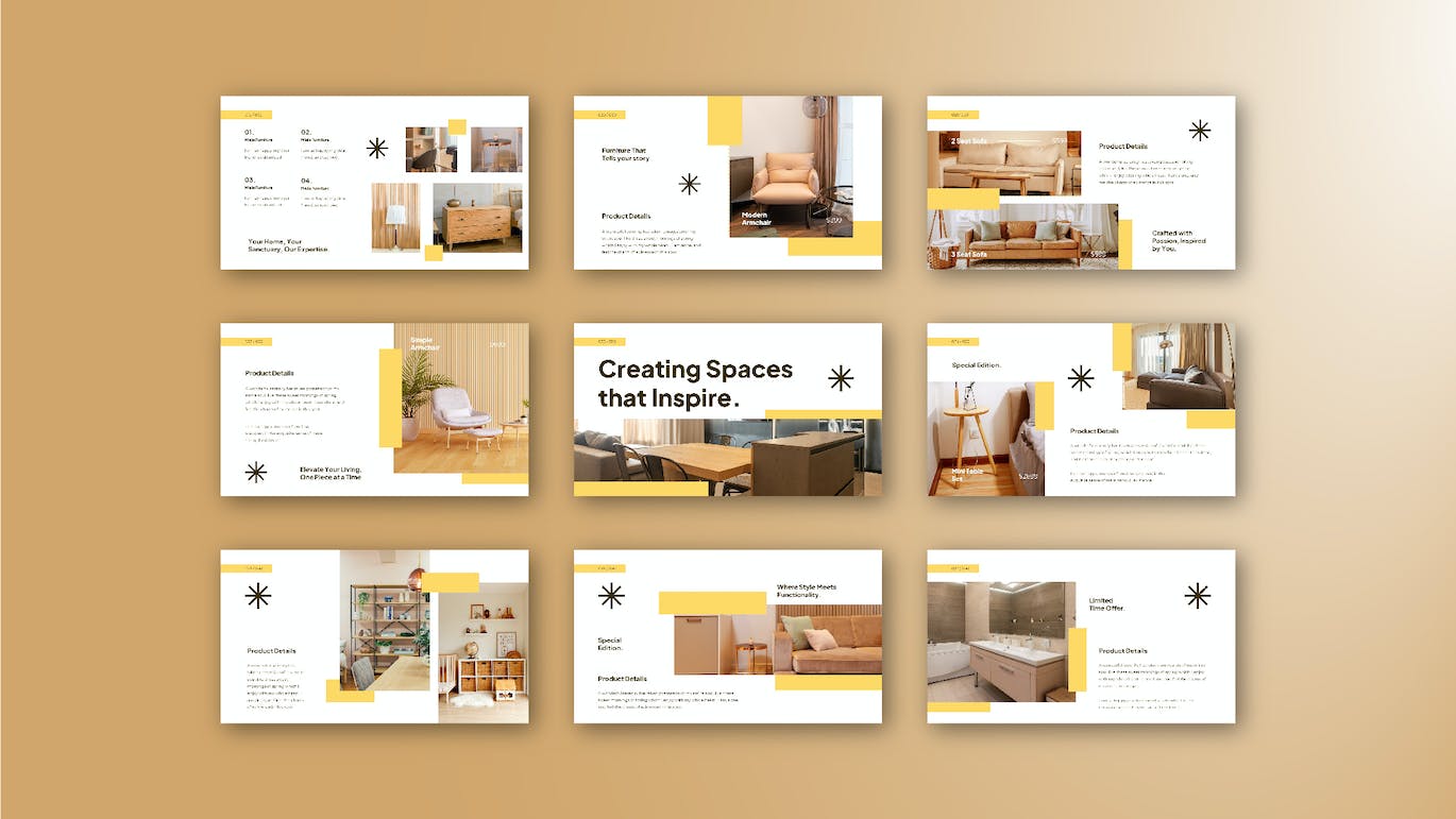 Miela 家具目录 PowerPoint 模板 003 Miela Furniture Catalogue PowerPoint 003