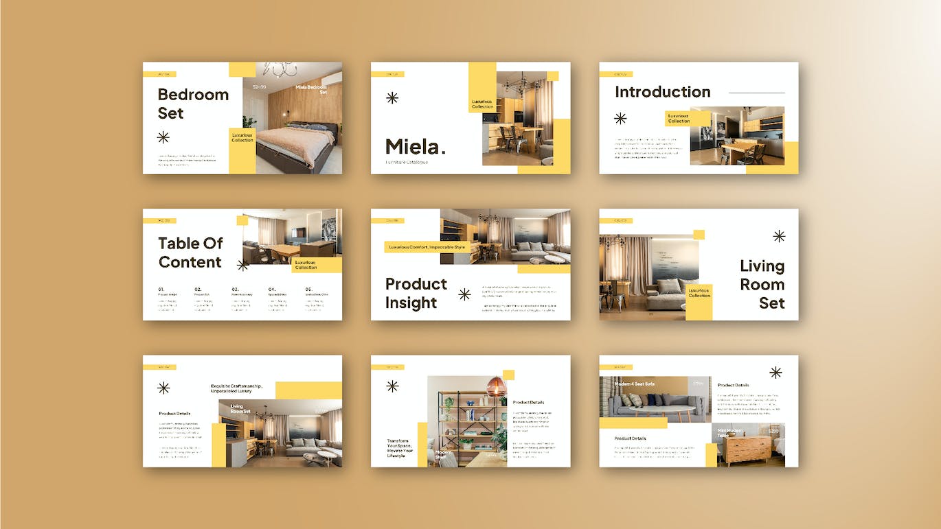 Miela 家具目录 PowerPoint 模板 003 Miela Furniture Catalogue PowerPoint 003