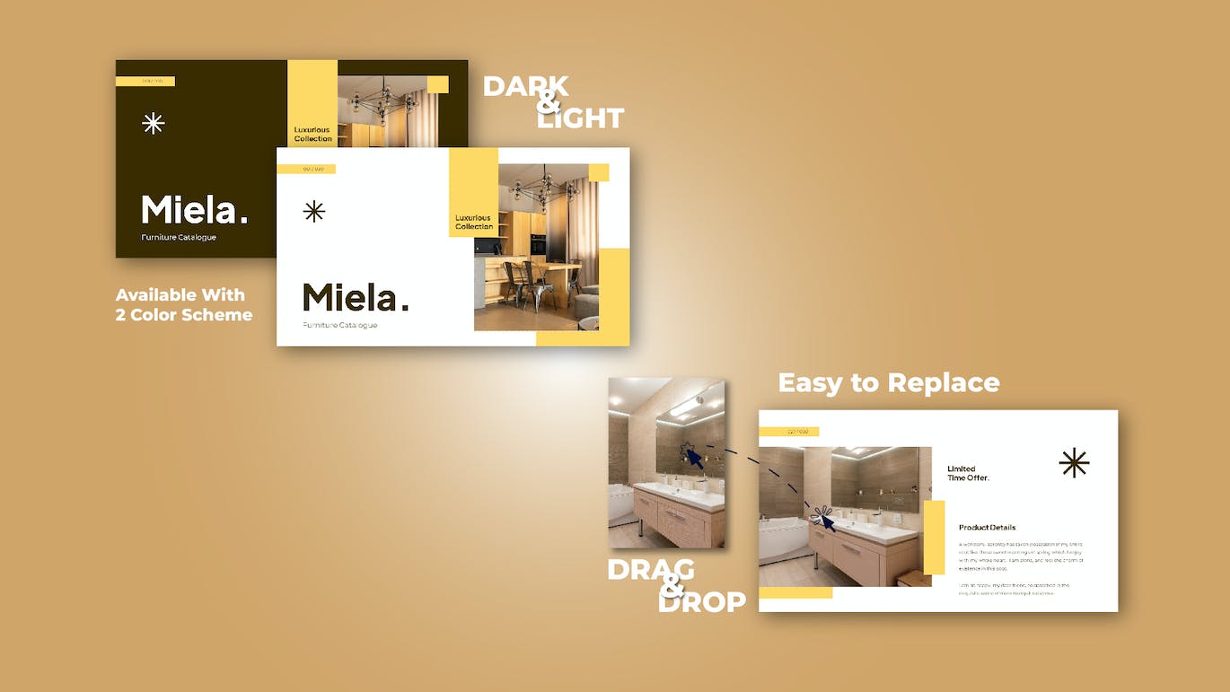 Miela 家具目录 PowerPoint 模板 003 Miela Furniture Catalogue PowerPoint 003