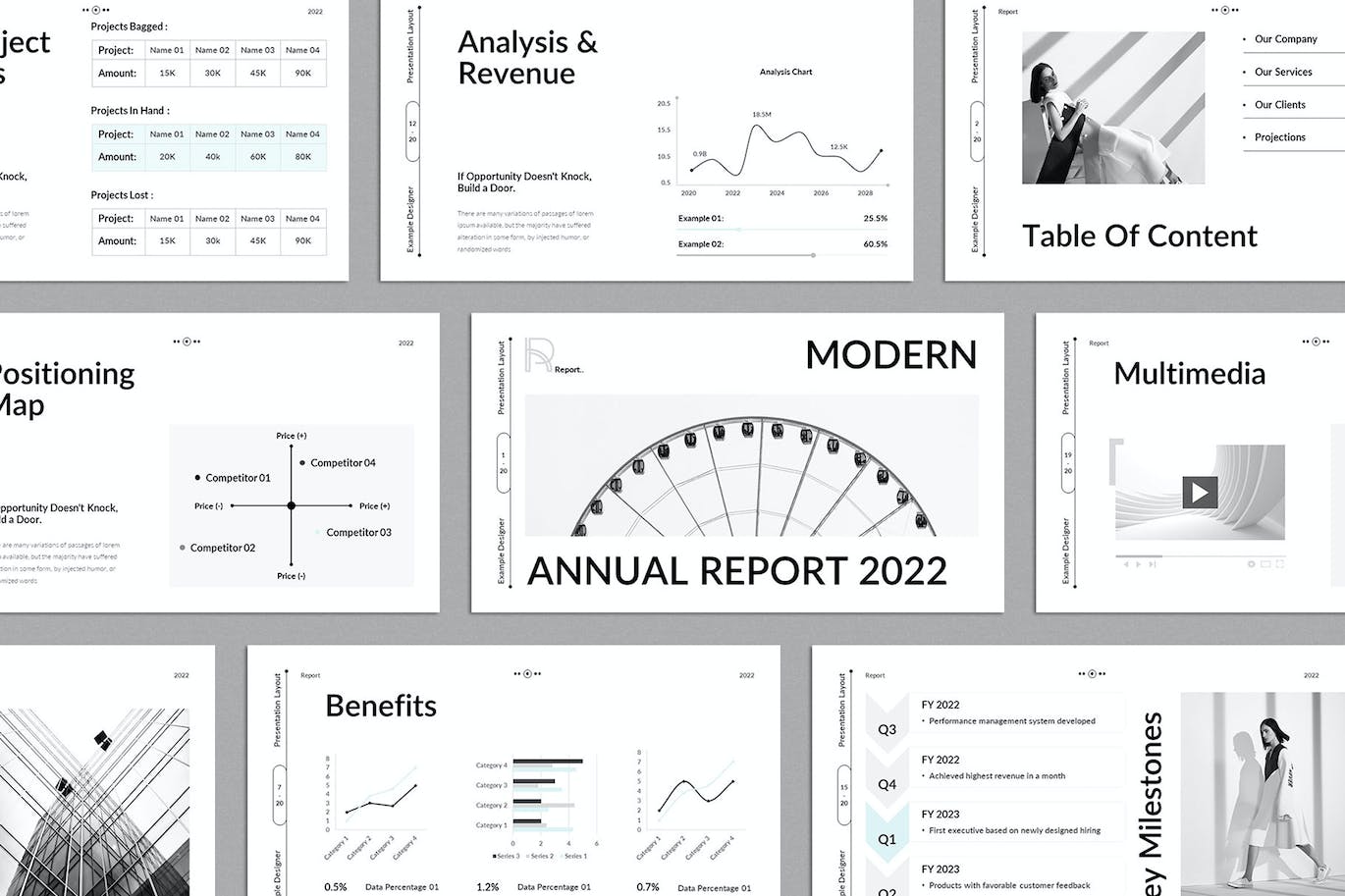 现代设计风格年度报告主题演讲Keynote模板 Modern Annual Report Keynote Presentation Template