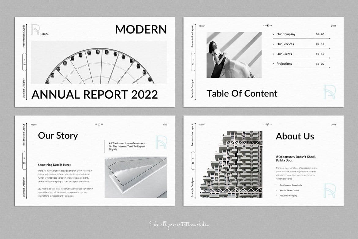 现代设计风格年度报告主题演讲Keynote模板 Modern Annual Report Keynote Presentation Template