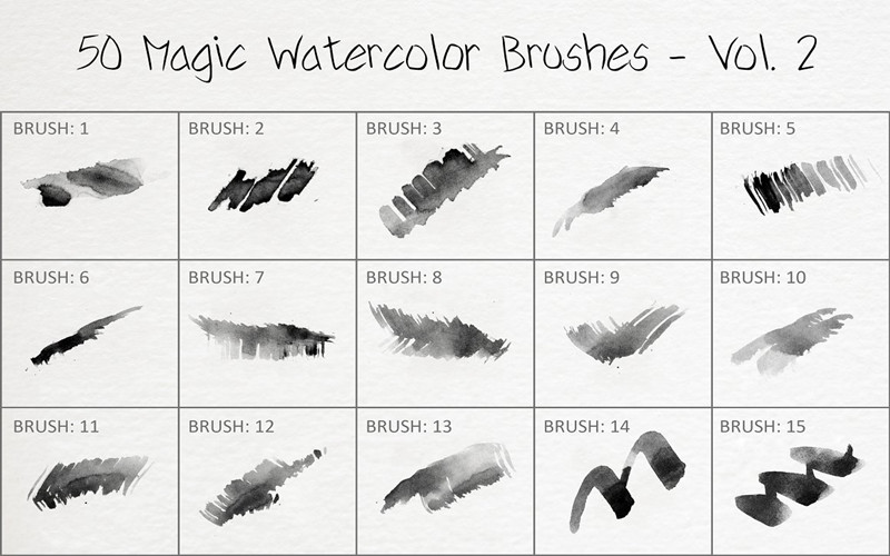 50款魔法水彩PS笔刷 50 Magic Watercolor Brushes &#8211; Vol. 2_