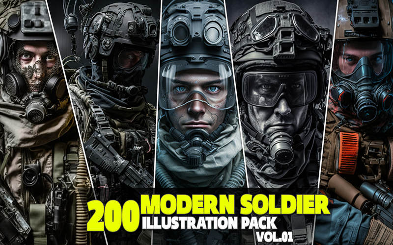 200张现代士兵插画概念设计参考图片 200 Modern Soldier Vol.01_