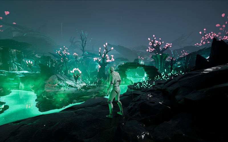 【UE4/5】三套外星奇幻发光植物草地场景资产_