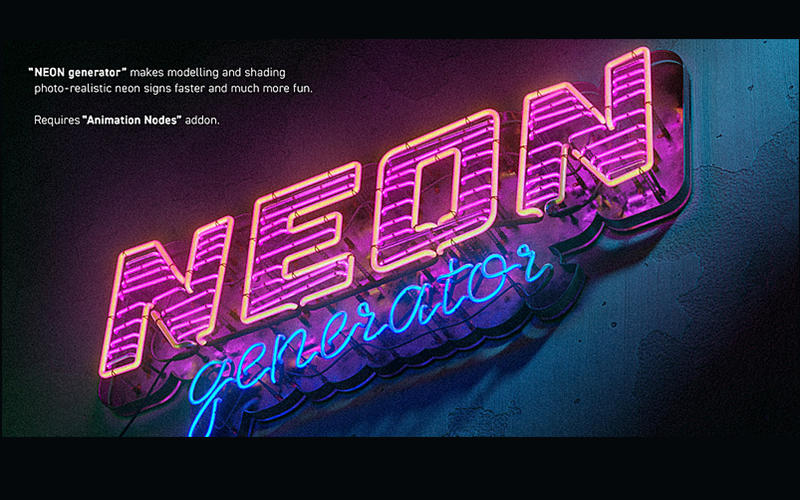 【Blender插件】Neon Generator 霓虹灯发光特效生成器_