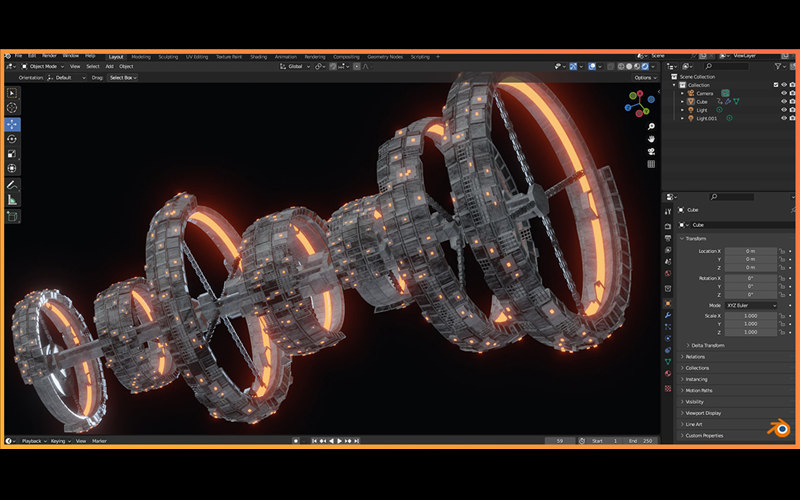 【Blender插件】Procedural Sci Fi Space Station Generator 程序化科幻空间站生成器_