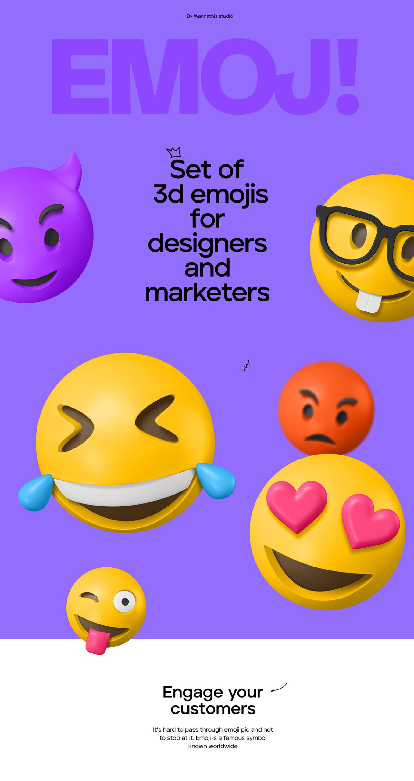 3D Emoji 全球知名微笑到彩虹和机器人表情符号