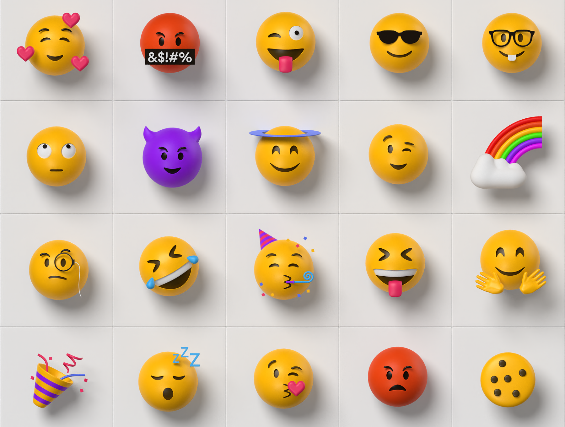 3D Emoji 全球知名微笑到彩虹和机器人表情符号