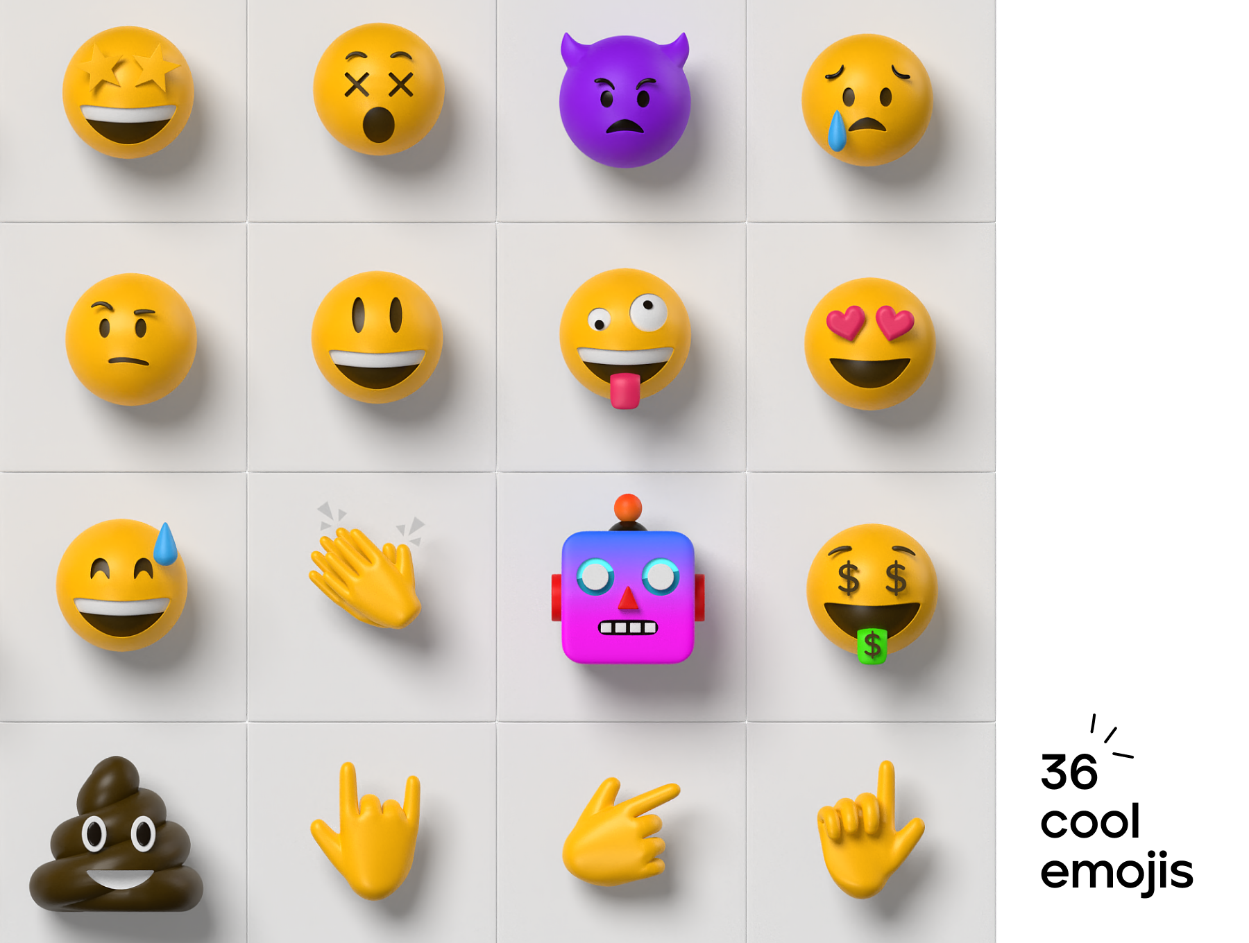 3D Emoji 全球知名微笑到彩虹和机器人表情符号