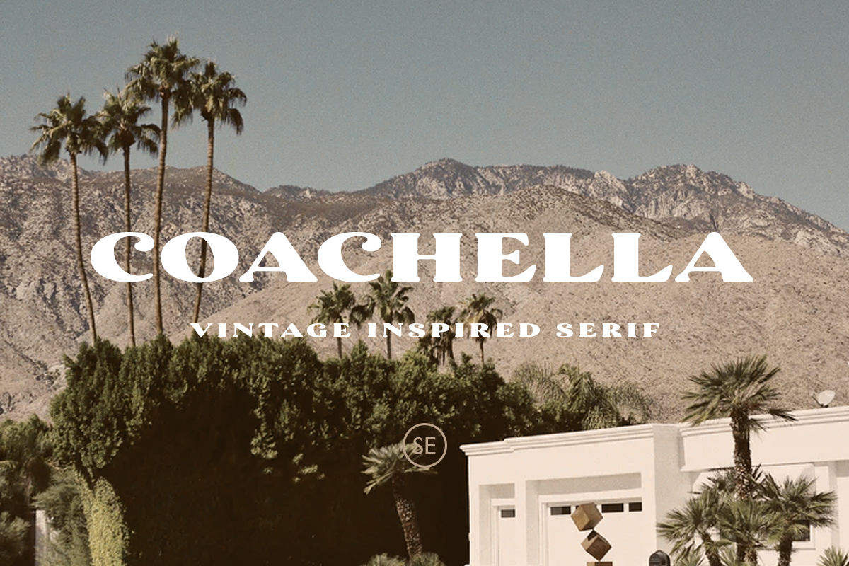 Coachella复古气息90年代海报设计现代英文衬线字体