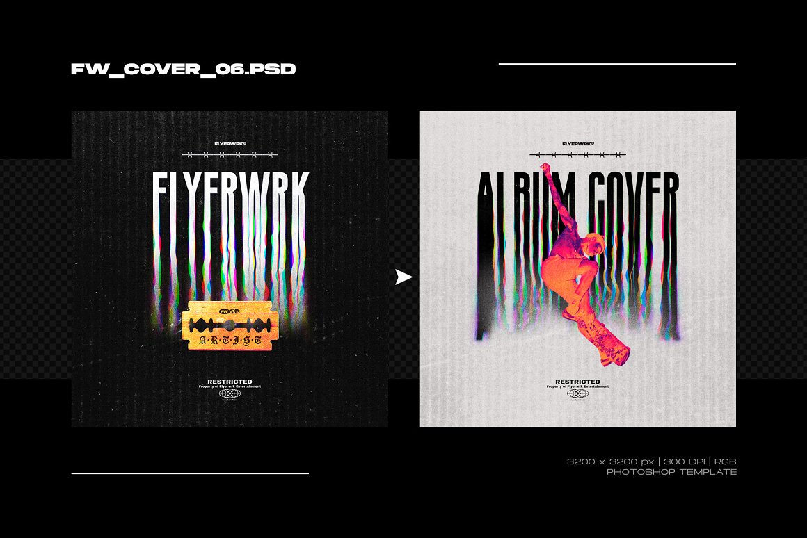 🔥FLYERWRK 新潮时尚创意艺术产品热感应封面设计智能对象PSD图层 VOL.2