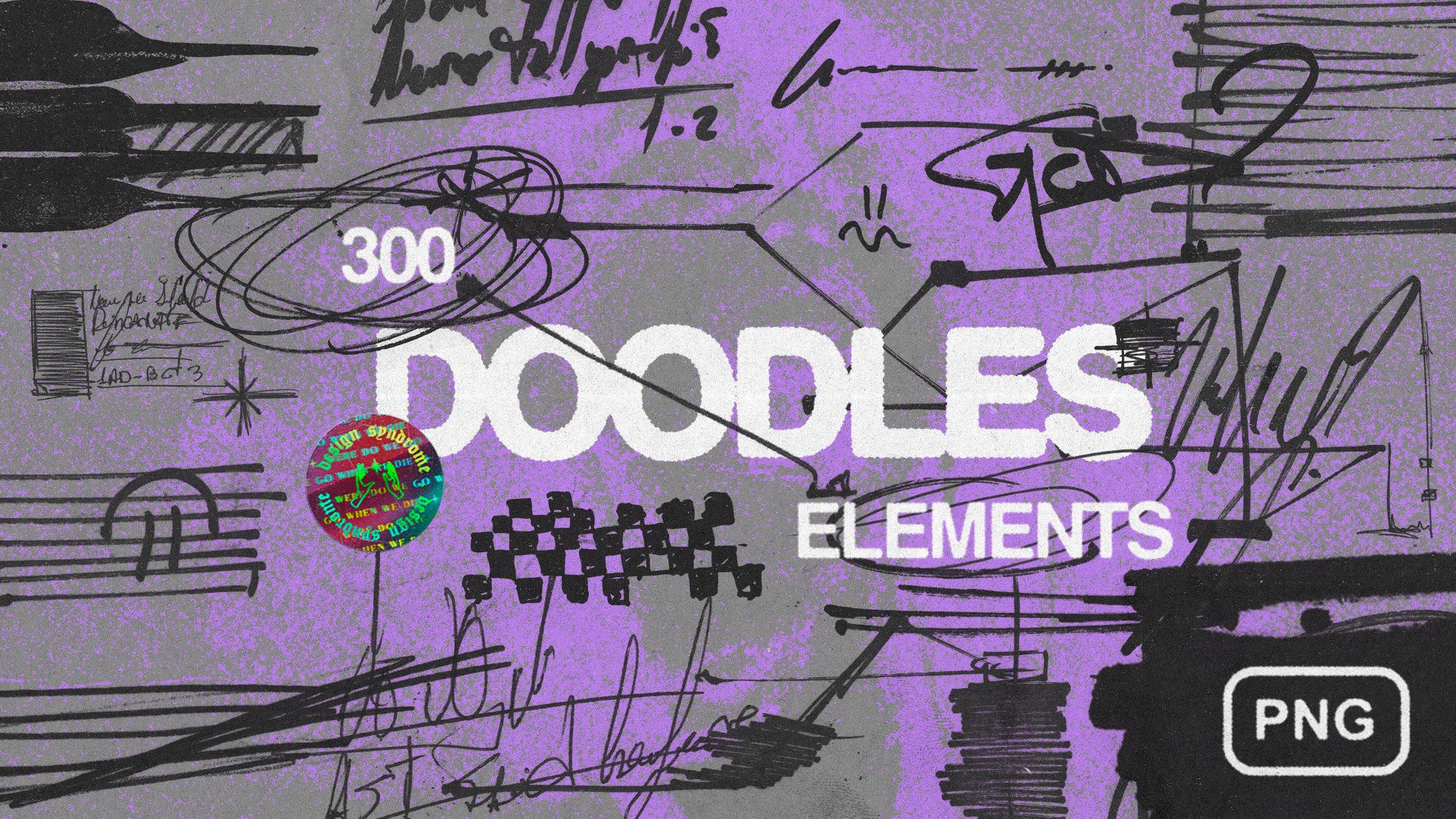 🔥Doodles elements Pack 300多个涂鸦到划痕、箭头、线条 手绘元素 300 PNG ELEMENTS