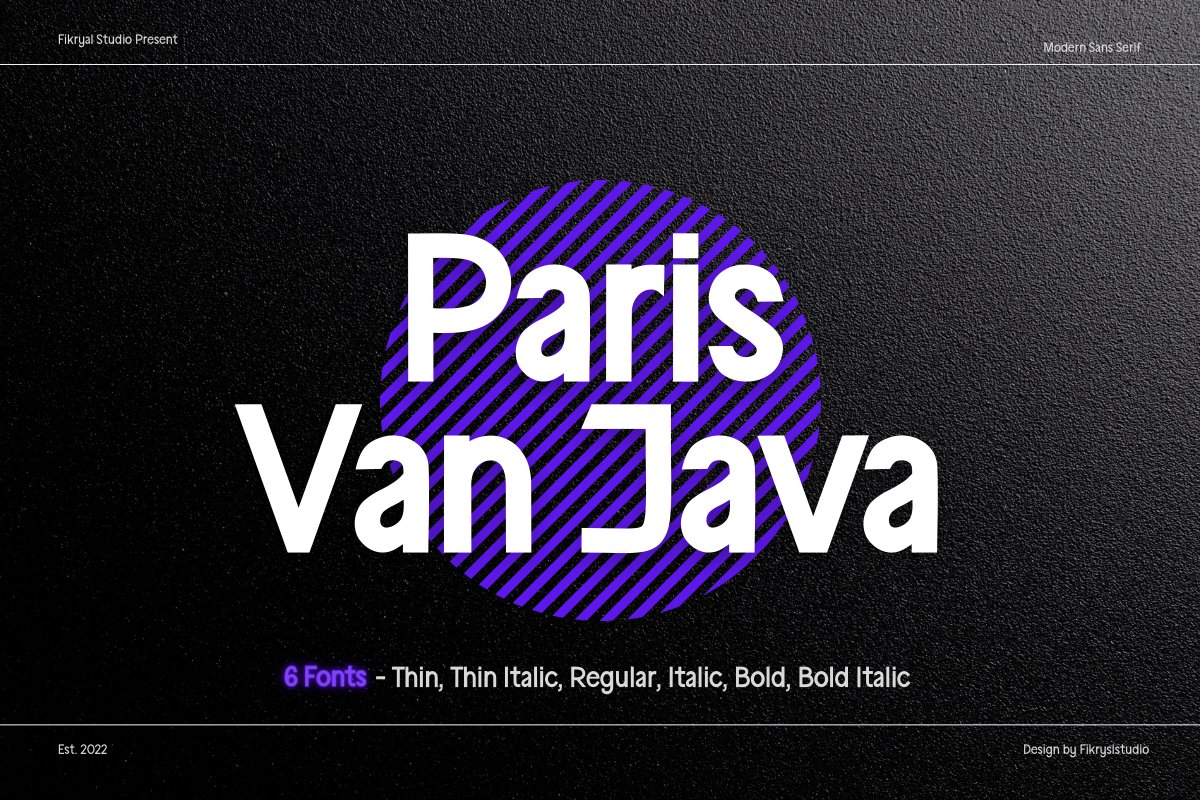 Paris Van Java - Sans Serif 6种字体样式无衬线字体 -