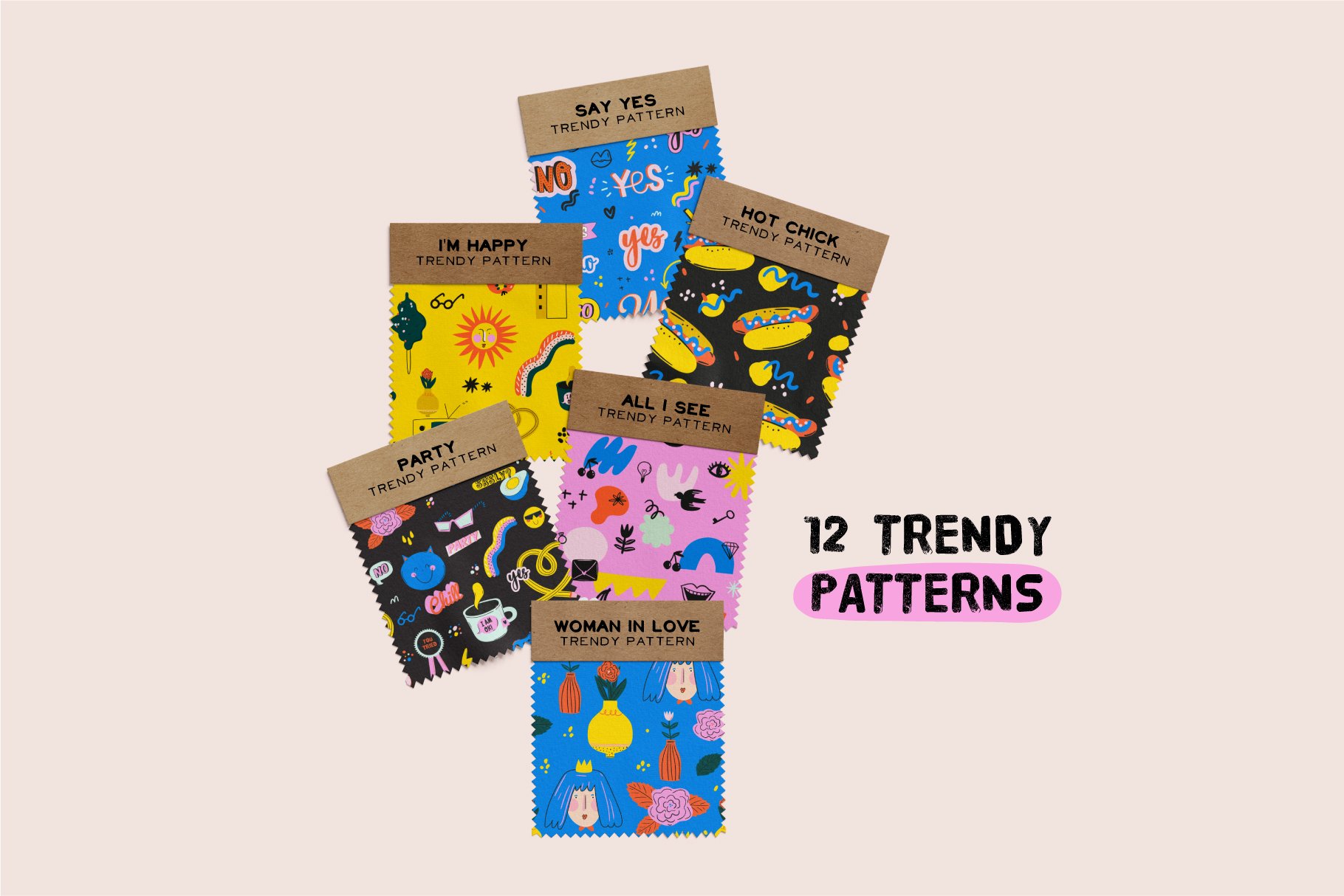 Trendy elements, shapes & prints 涂鸦贴纸元素、形状和印花 -