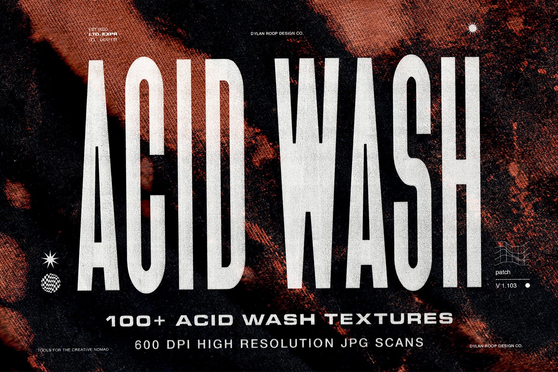 Acid Wash Textures 高质量照片扫描抽象扎染和漂白织物狂野和怪异酸洗扫描纹理 -