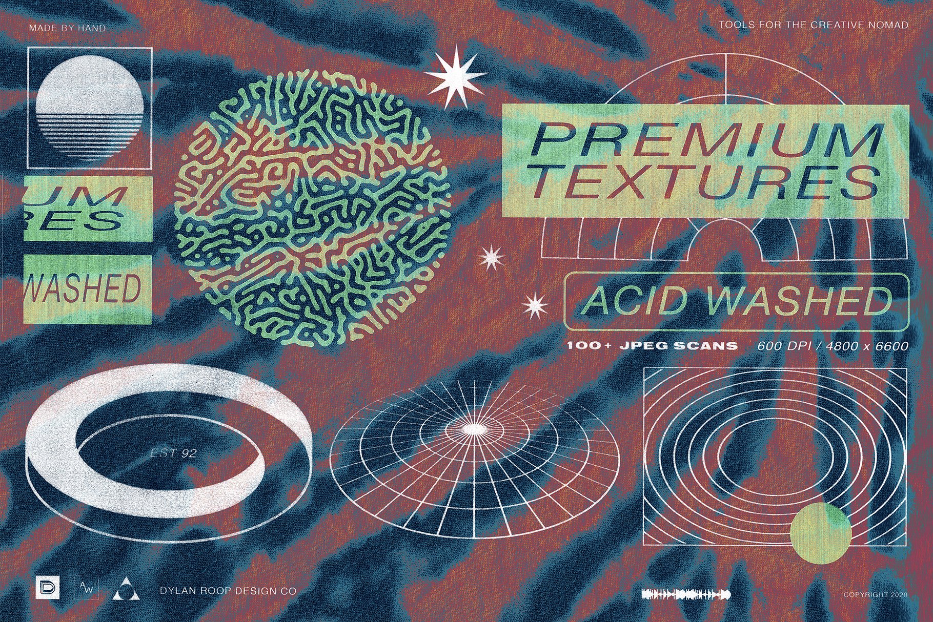 Acid Wash Textures 高质量照片扫描抽象扎染和漂白织物狂野和怪异酸洗扫描纹理 -