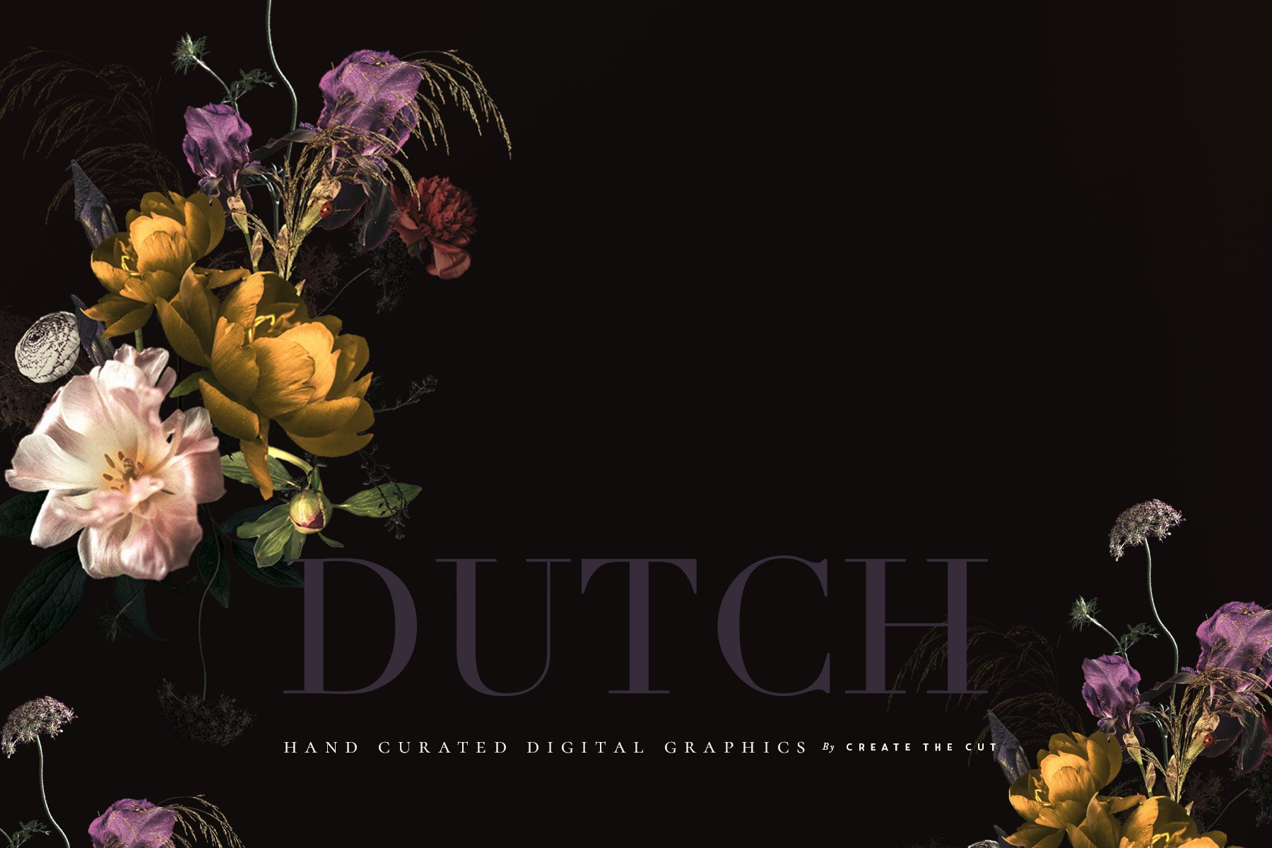 Vintage Floral Clip Art - Dutch 复古花卉剪贴画PNG图形 -