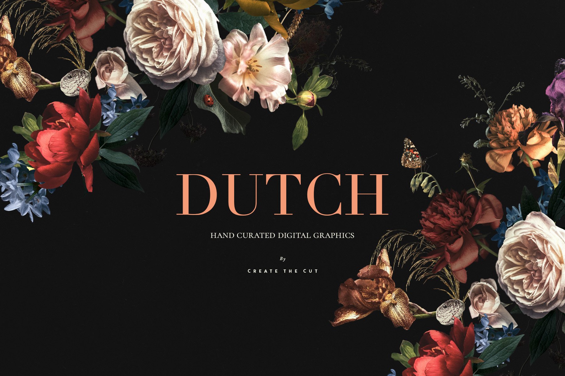 Vintage Floral Clip Art - Dutch 复古花卉剪贴画PNG图形 -