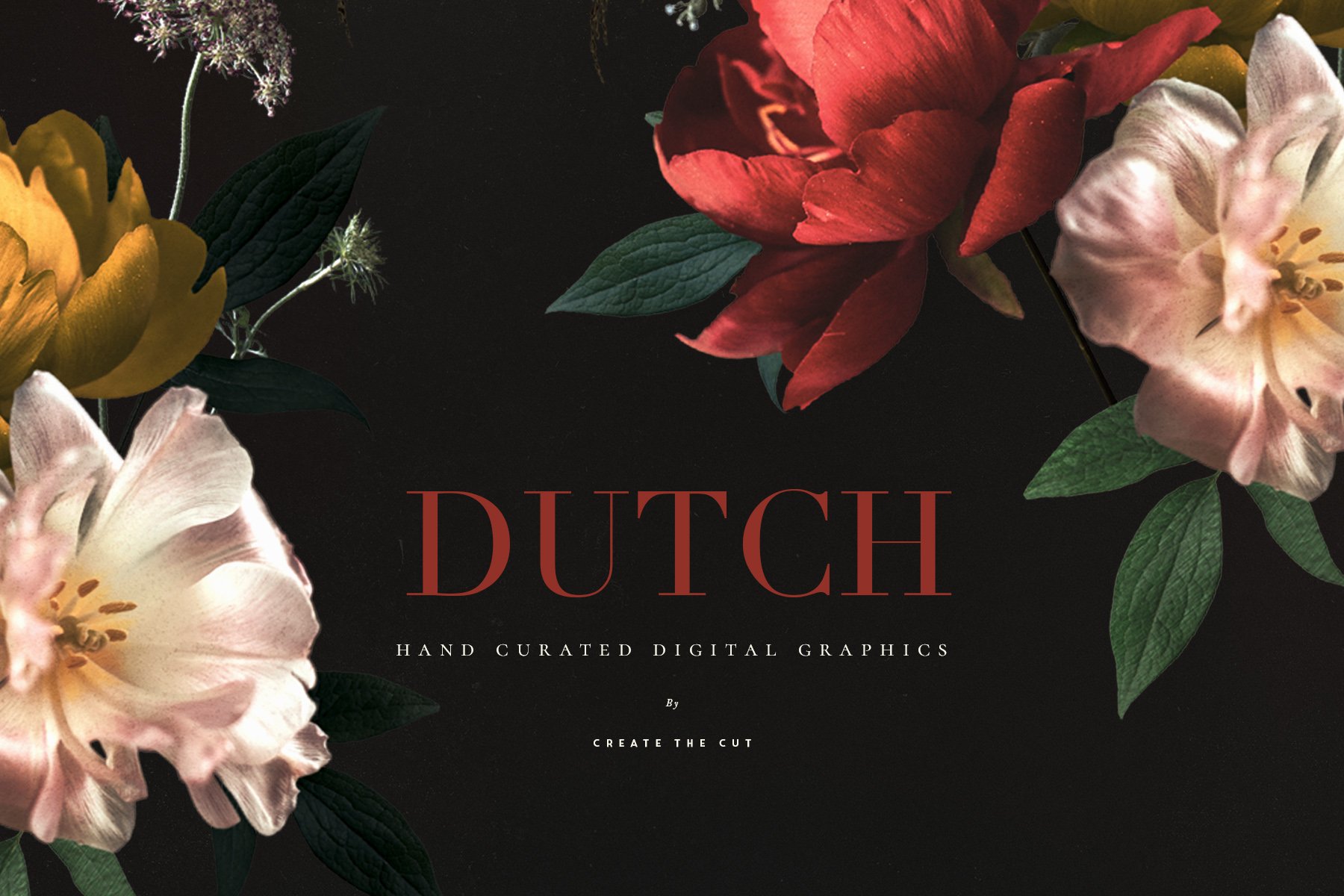 Vintage Floral Clip Art - Dutch 复古花卉剪贴画PNG图形 -