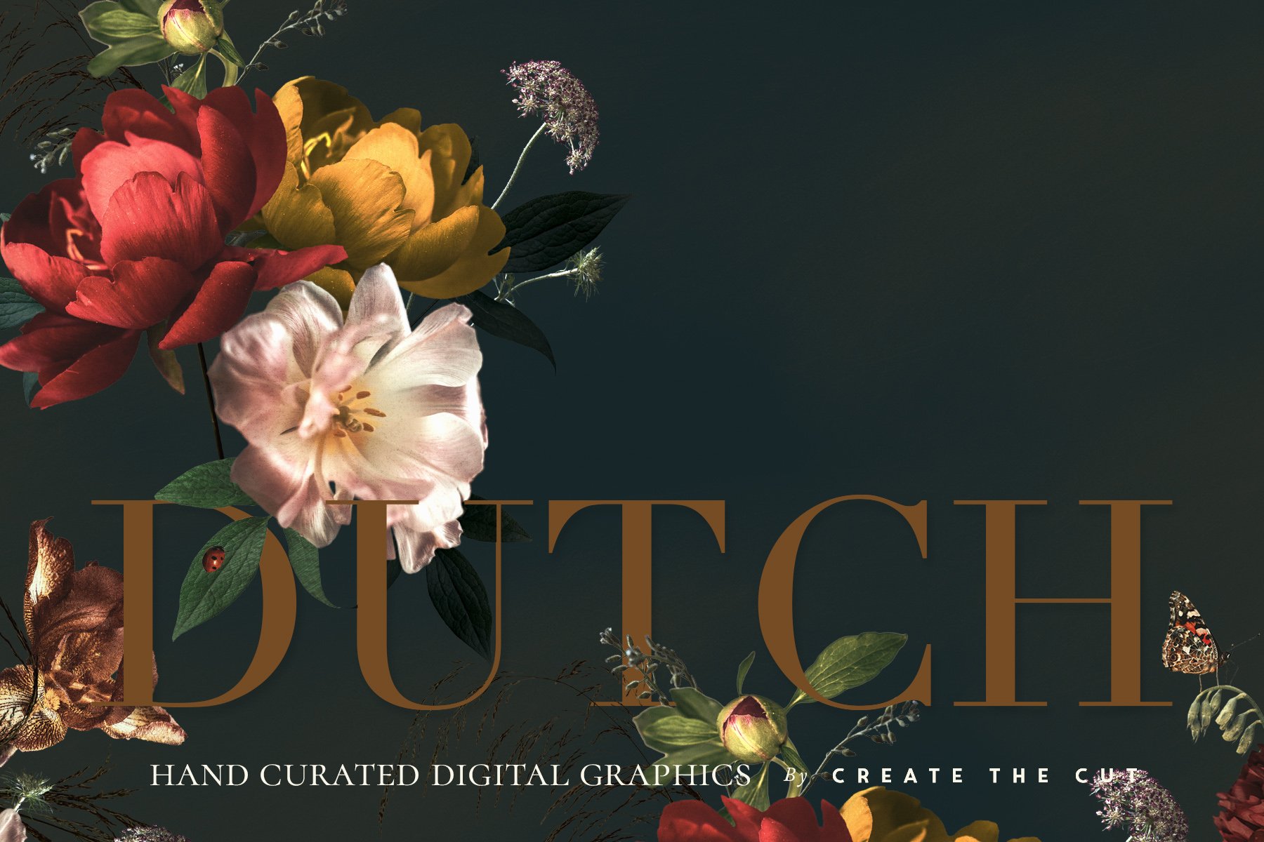 Vintage Floral Clip Art - Dutch 复古花卉剪贴画PNG图形 -