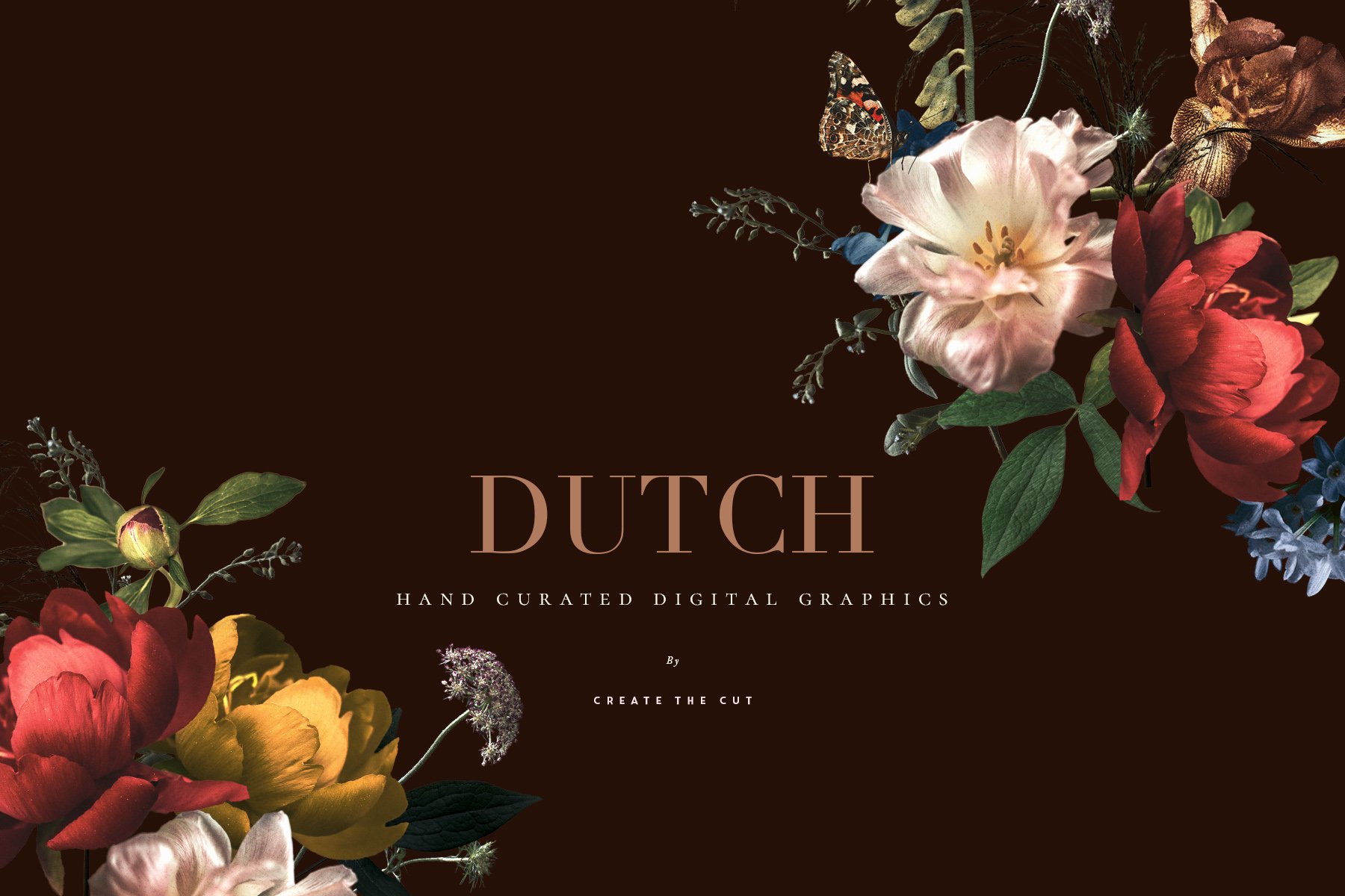 Vintage Floral Clip Art - Dutch 复古花卉剪贴画PNG图形 -