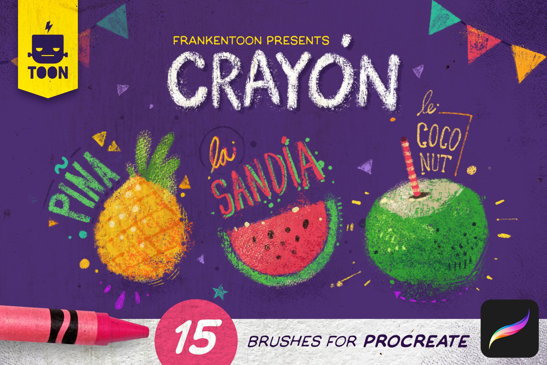 Crayon - Procreate Brush Pack Procreate 复古卡通儿童插画笔刷包 -