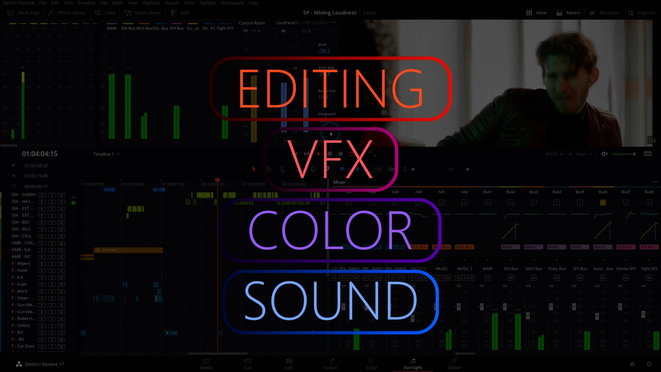 Davinci Resolve 17 End to End 剪辑、色彩校正、动态图形、音频混合 达芬奇大师课程 -