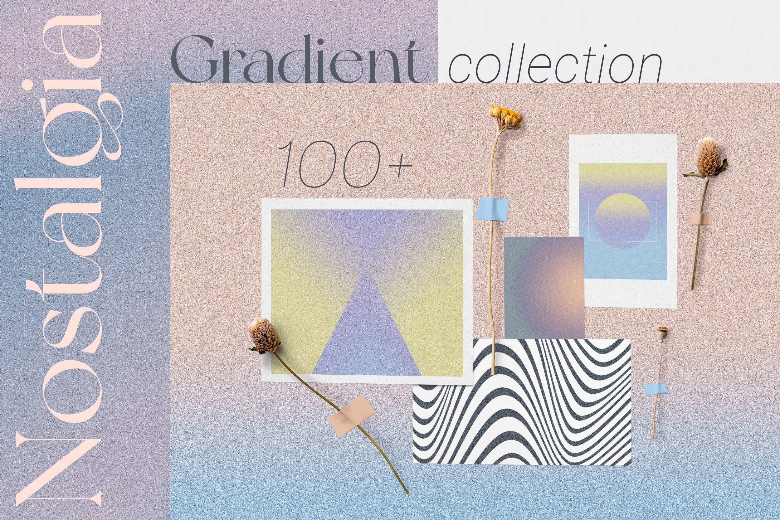 NOSTALGIA GRADIENT Textures & Shapes 怀旧渐变颗粒状纹理和迷幻错觉形状 -