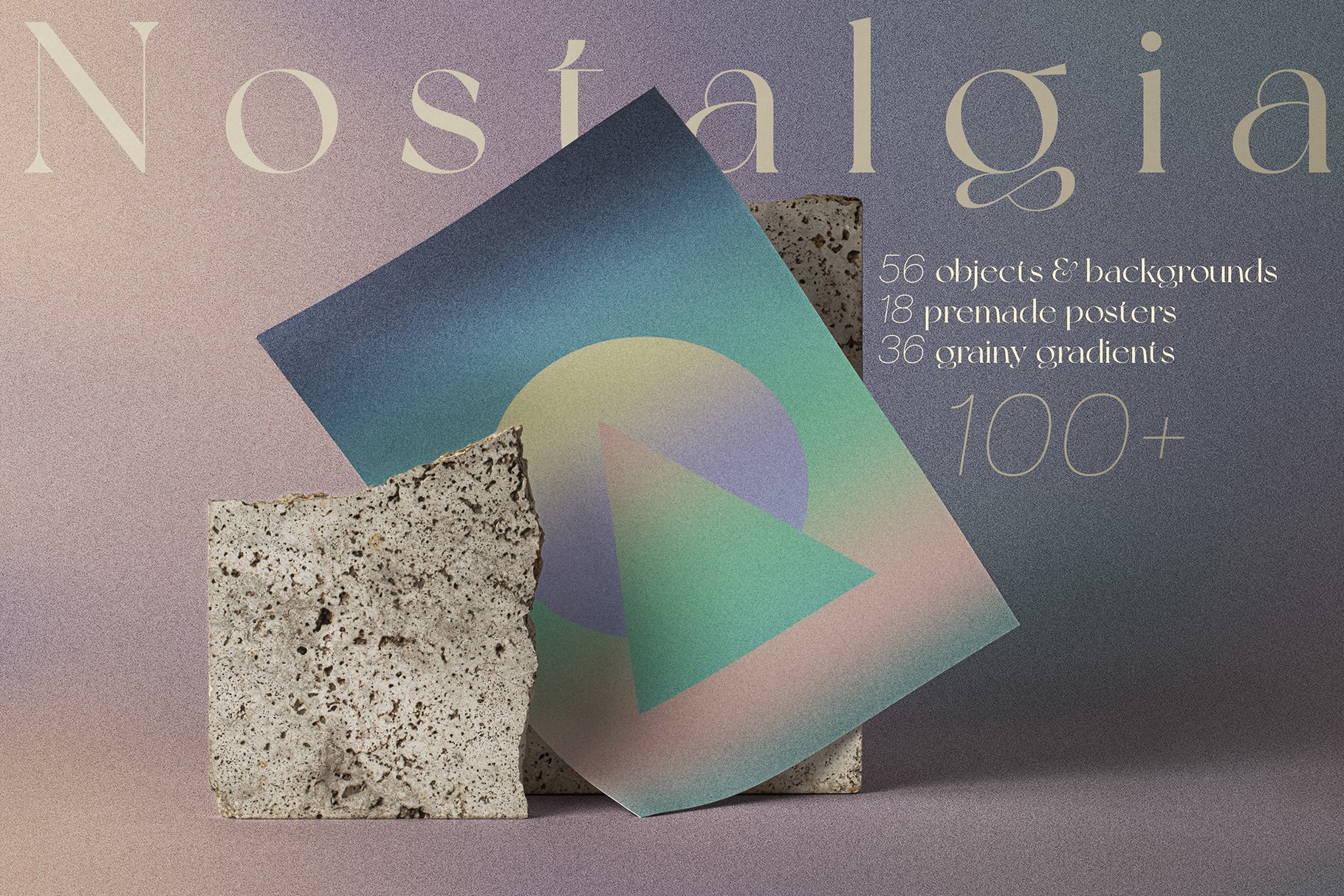 NOSTALGIA GRADIENT Textures & Shapes 怀旧渐变颗粒状纹理和迷幻错觉形状 -