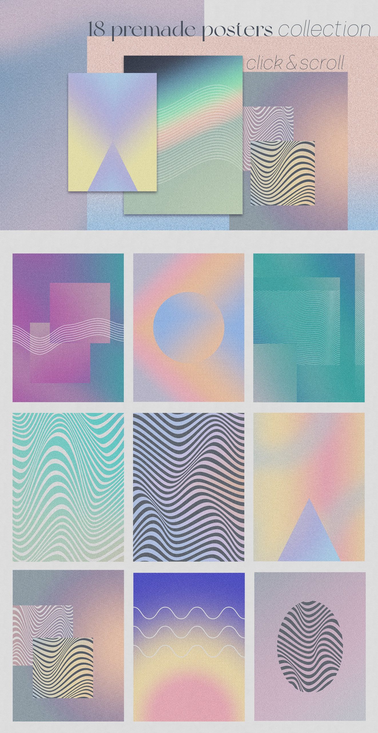 NOSTALGIA GRADIENT Textures & Shapes 怀旧渐变颗粒状纹理和迷幻错觉形状 -