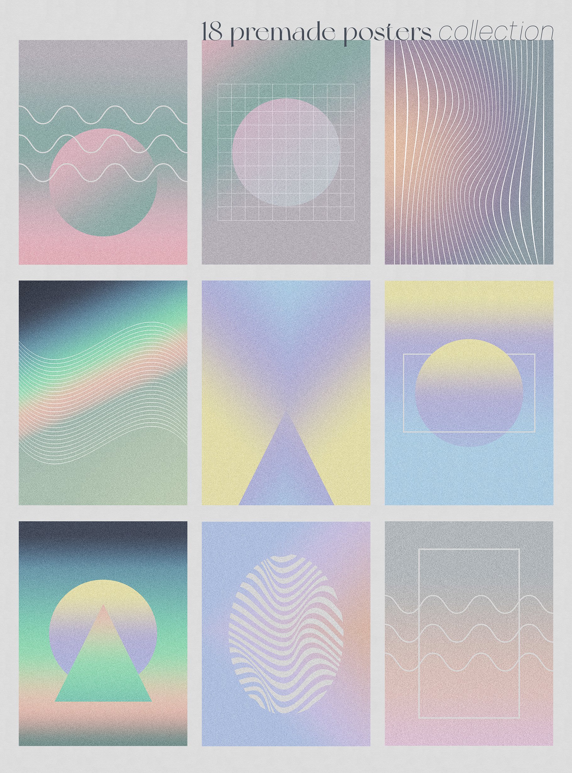 NOSTALGIA GRADIENT Textures & Shapes 怀旧渐变颗粒状纹理和迷幻错觉形状 -