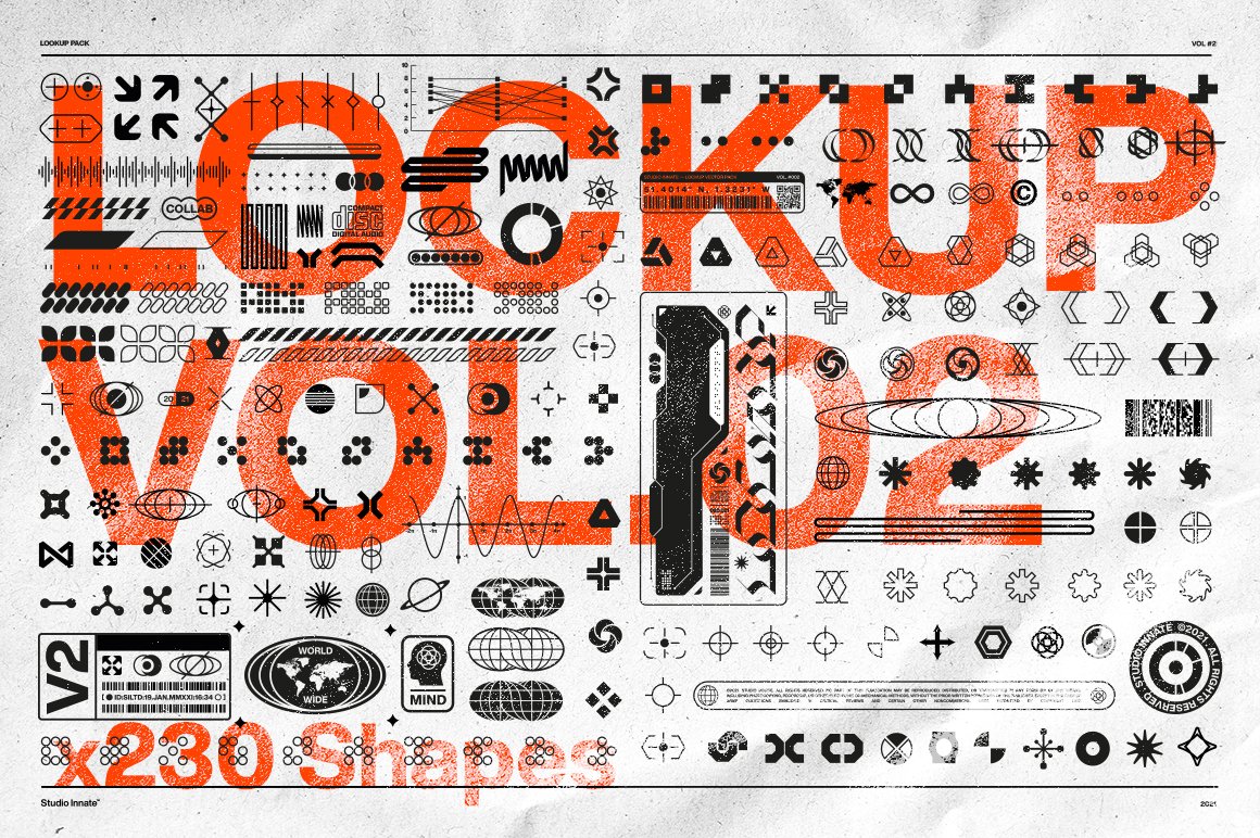 Lockup Vector pack vol2 ×230矢量形状海报图形 AI PNG SVG文件 -