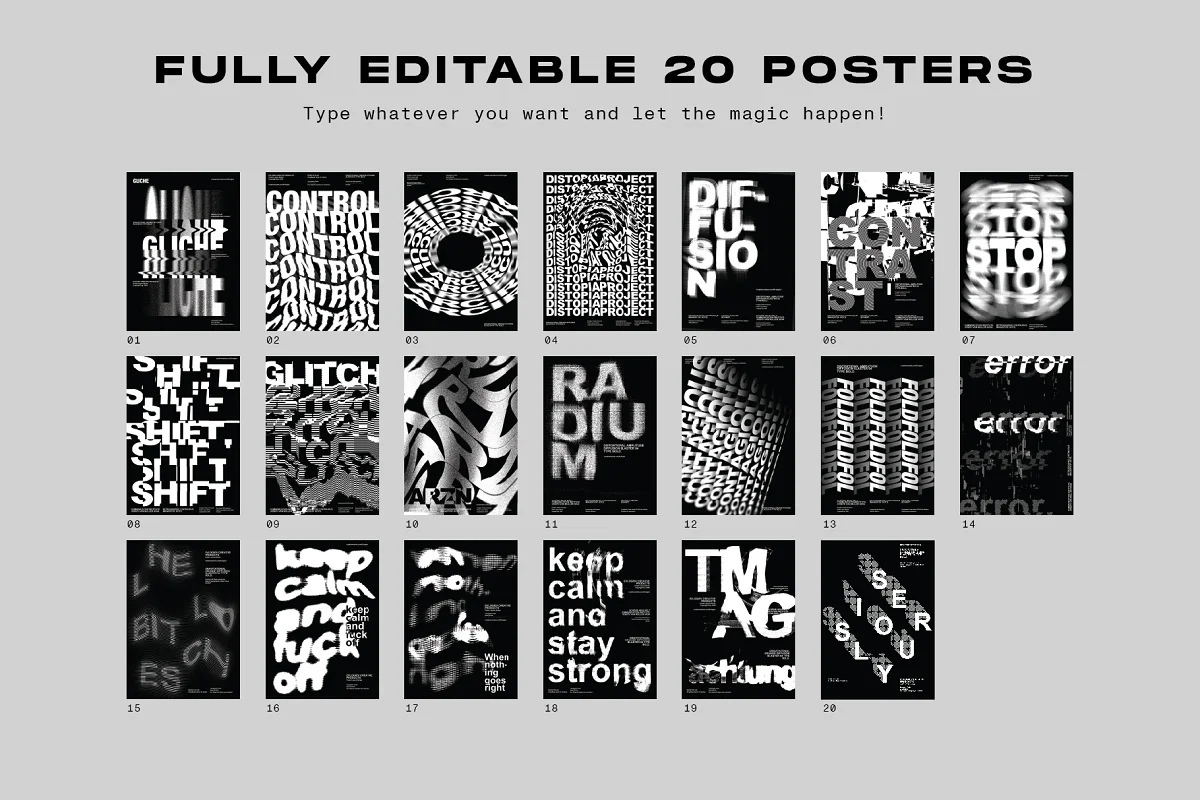 20个可编辑的印刷海报布局PSD文件 50×70厘米 Typographic Poster Layouts No.02 -