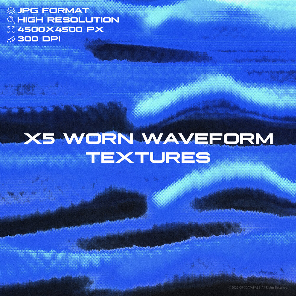 90年代的复古艺术磨损波形纹理 X5 Worn Waveform Textures -