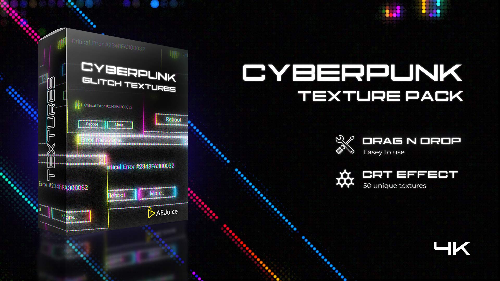 AEJuice Cyberpunk Glitch Texture 4K 54个赛博朋克故障动画纹理包 -