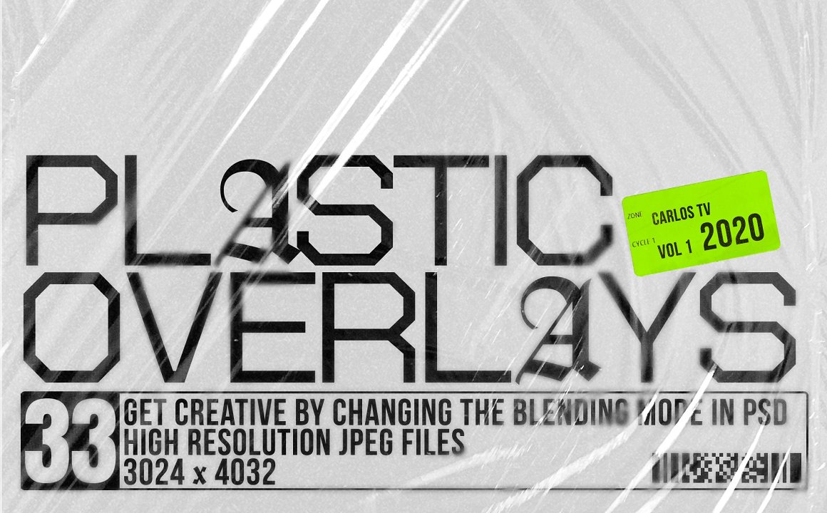 Plastic Overlays Vol.1 33个潮流复古高分辨率JPEG塑料包装覆盖素材 -