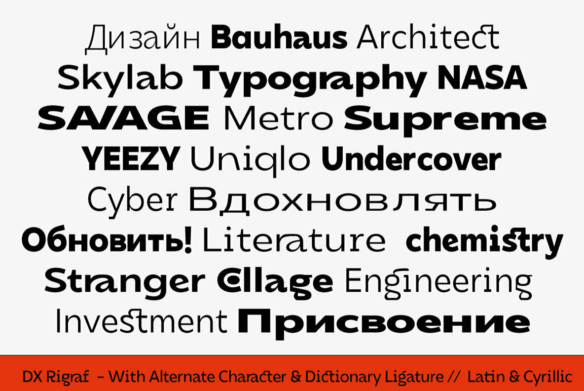 Dx Rigraf 扩展拉丁字符集涵盖超33种语言现代无衬线字体 -