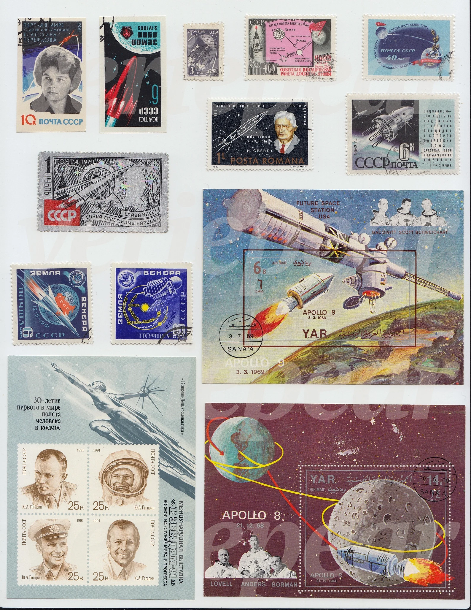 Space Stamps 2组复古太空邮票贴纸 -