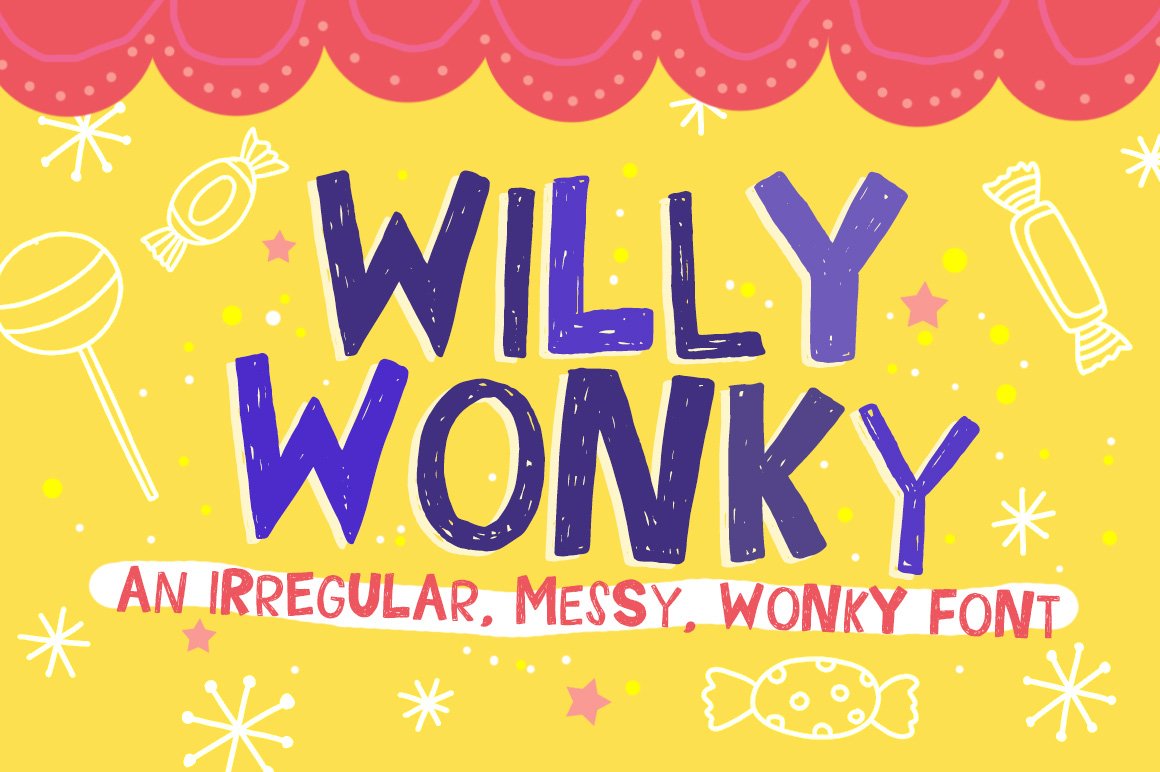 Willy Wonky Font 海报、杂志、食物食谱、派对邀请函手绘字体 -