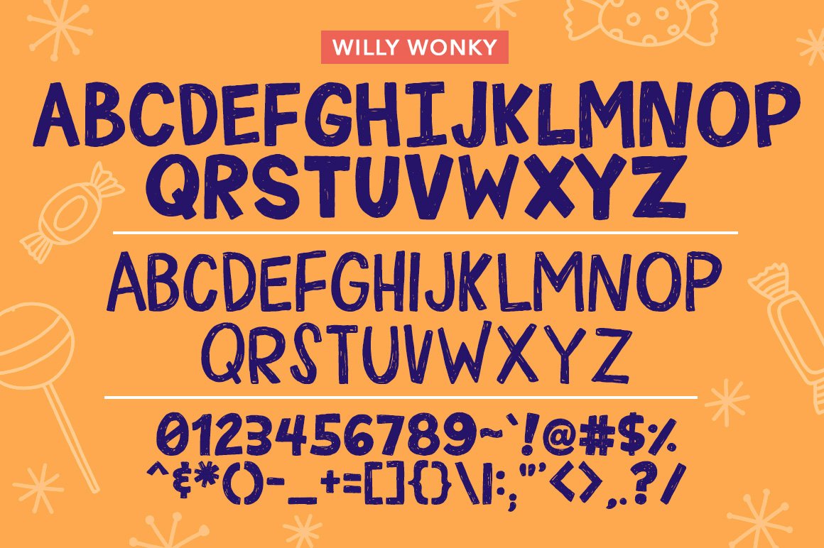 Willy Wonky Font 海报、杂志、食物食谱、派对邀请函手绘字体 -