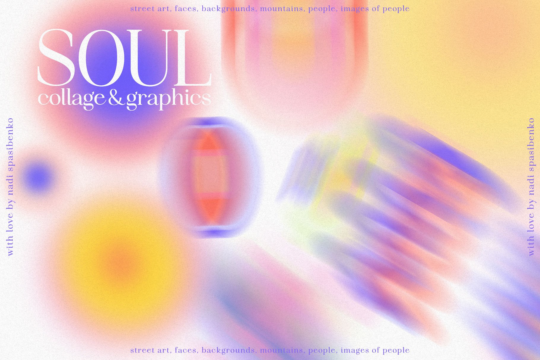 SOUL COLLAGE & GRAPHICS 山脉、玫瑰花、蝴蝶、水果、花、涂鸦、水果、树枝、身体部位元素拼贴和图形 -