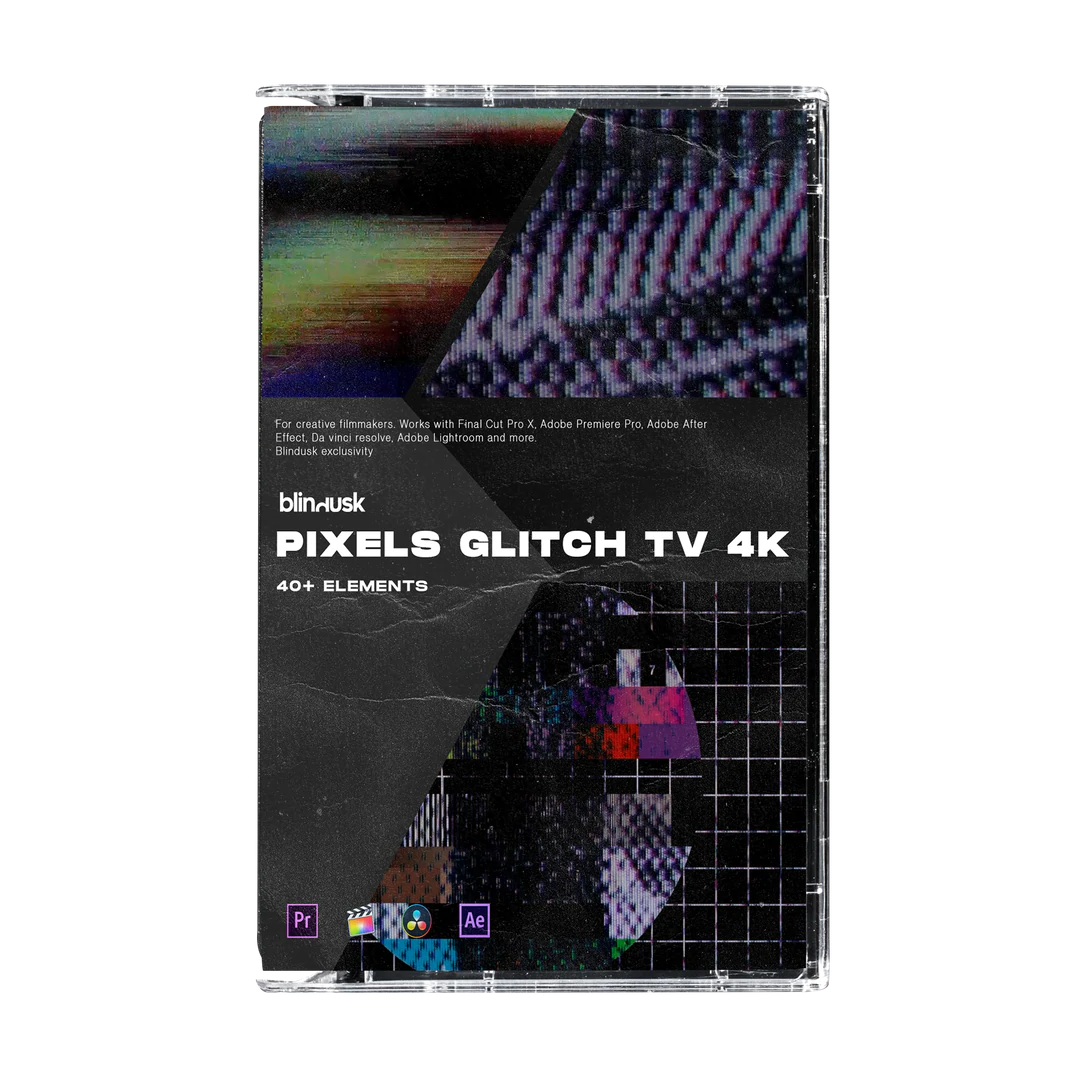 4K超高清 37个电视像素纹理、故障、转场过渡 包括15个音效 Pixels Glitch TV 2- Blindusk -