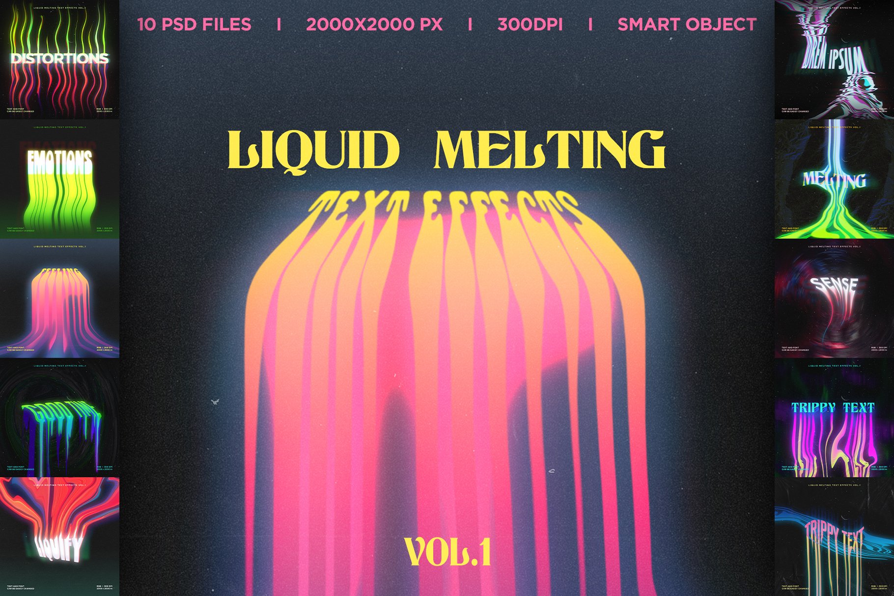 Liquid Melting Text Effects Vol.1、Vol.2 液体融化文字效果20个PSD文件 -