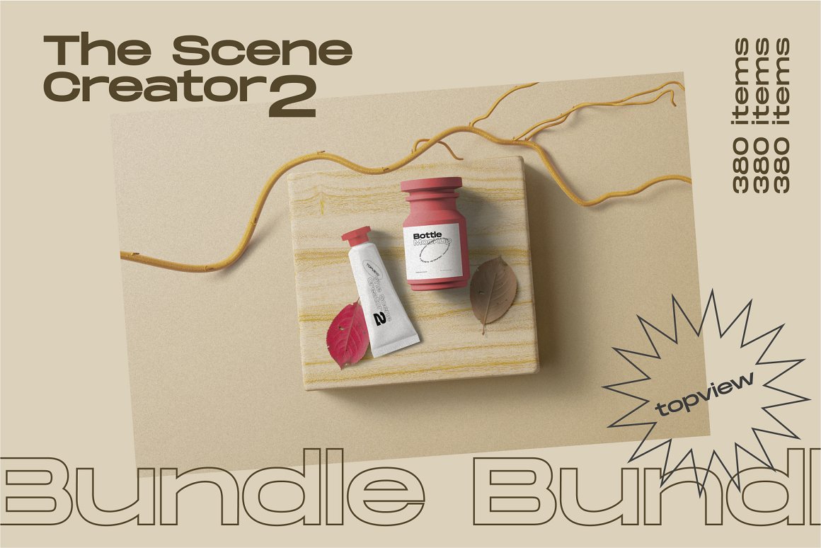 The Scene Creator 2 - Bundle 3 in 1 巨大图形集独特项目和预制场景创作者2 - 3合1套装捆绑包 - 品牌、标题、Web项目、场景样机 -