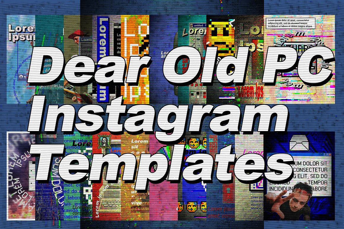 PC旧电脑设计Windows PNG 像素图标 Instagram 海报图形模板 x40 Dear Old PC Instagram Templates -