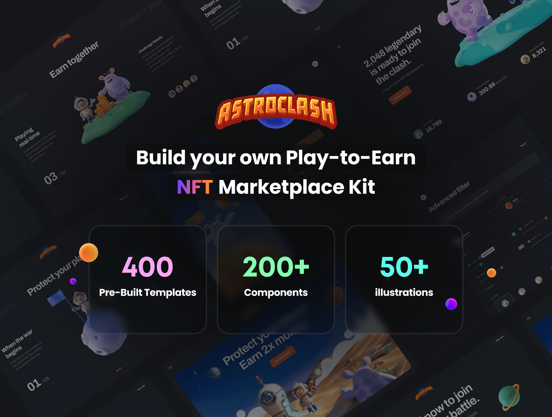 高级史诗级游戏NFT市场设计套件 Play-to-Earn NFT Marketplace Kit（6333） -